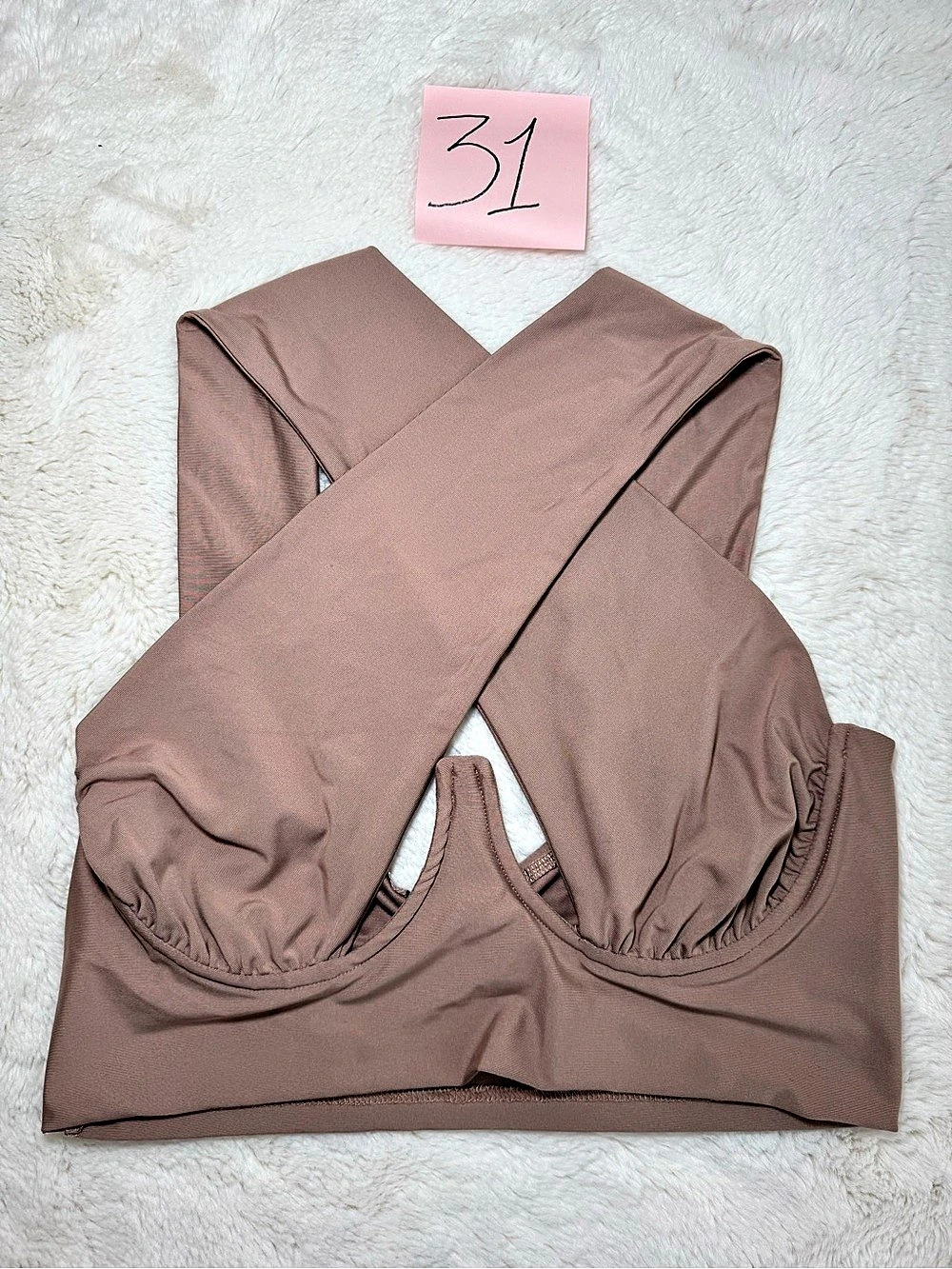 SHEIN Brown Cross Front Crop Top Size Large Like New